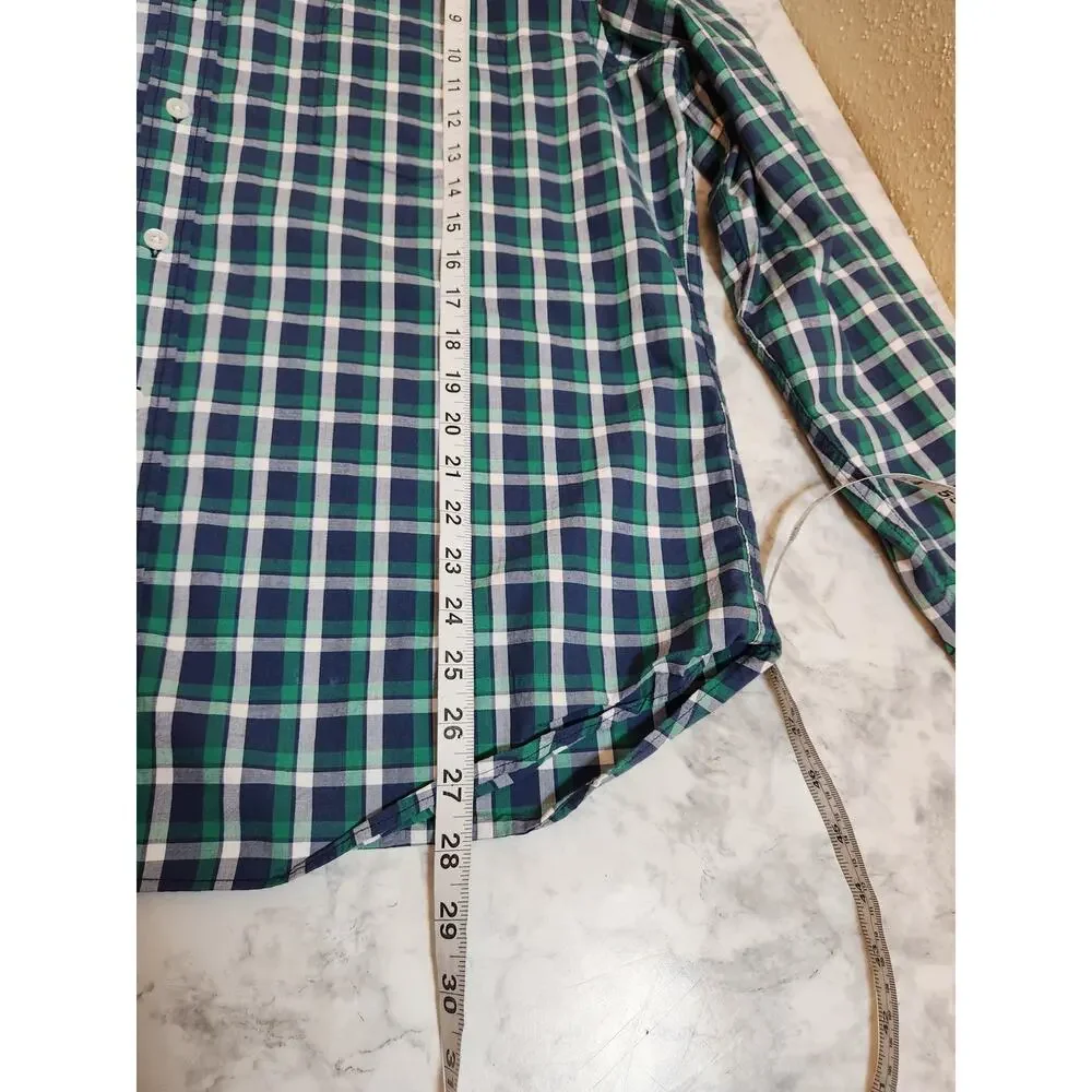 J.‎ Crew Men's Blue Green Plaid Flex Washed Slim Fit Button Down Shirt Size XXL